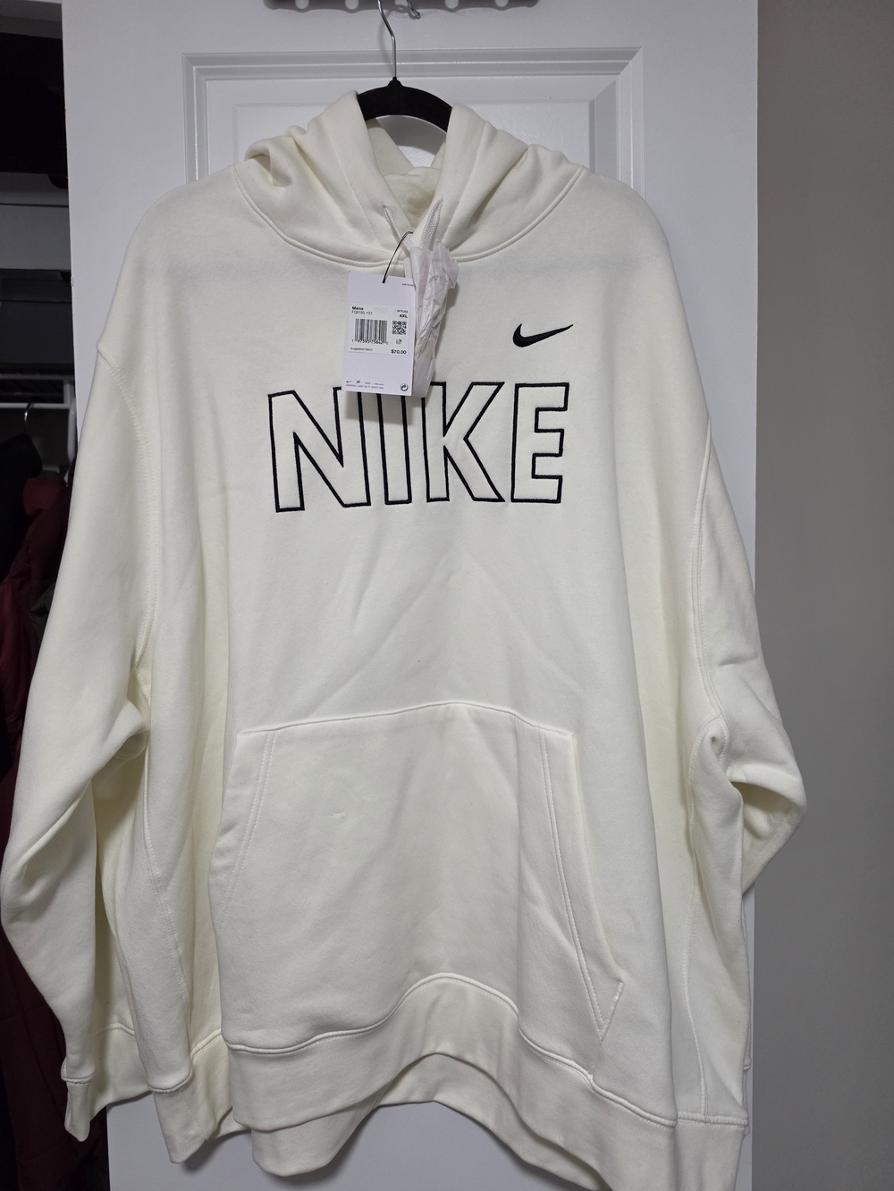 Nike Men’s Cream Hoodie with Black NIKE Chest Logo
